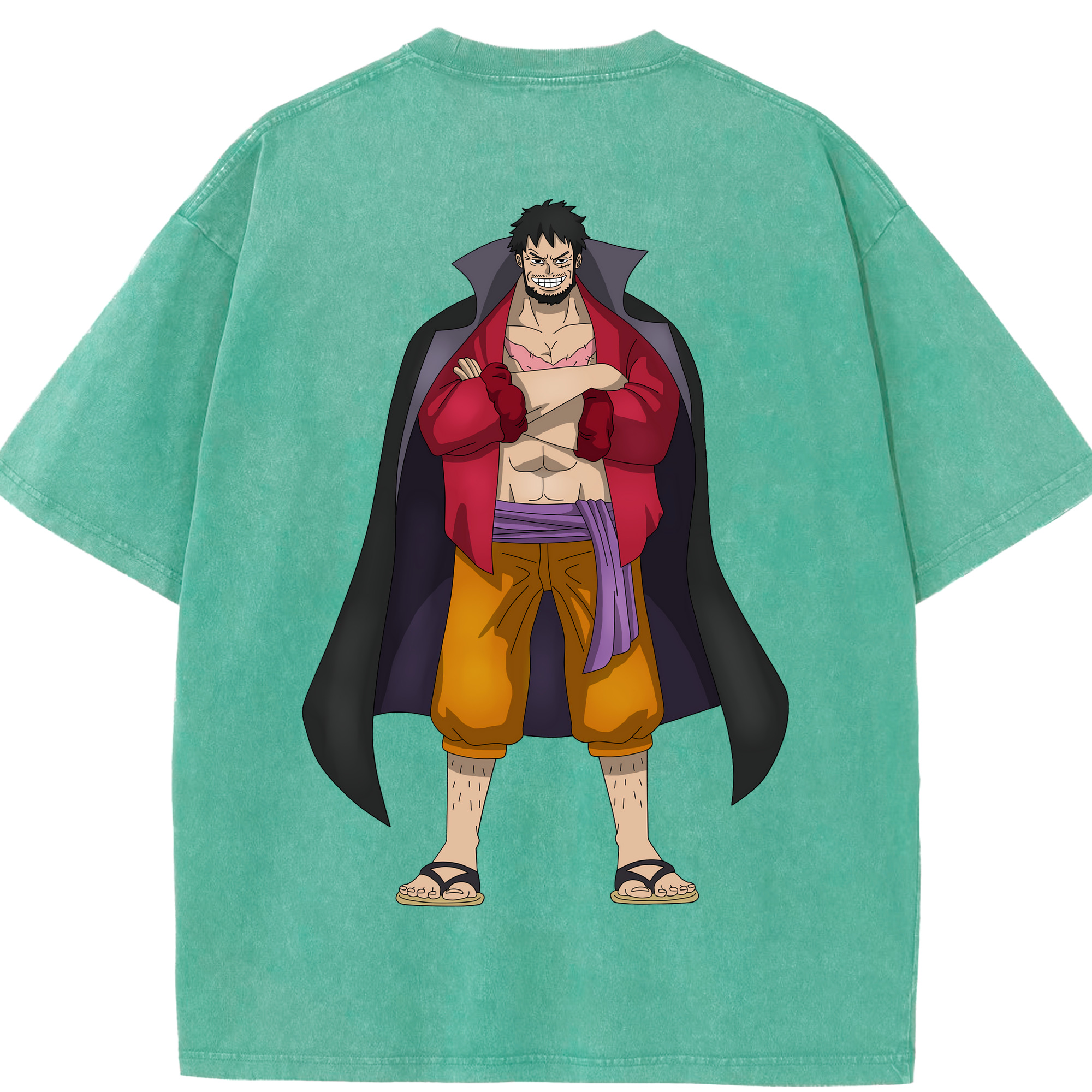 ワンピース モンキー・D・ルフィ ONE PIECE Monkey D. Luffy 綿100% ヴィンテージ風 半袖Tシャツ（背面プリント）
